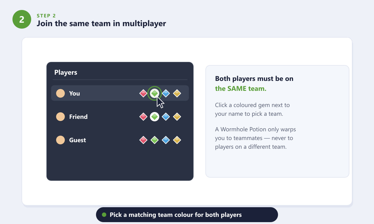 Choosing a matching team color in Terraria multiplayer for the Wormhole Potion