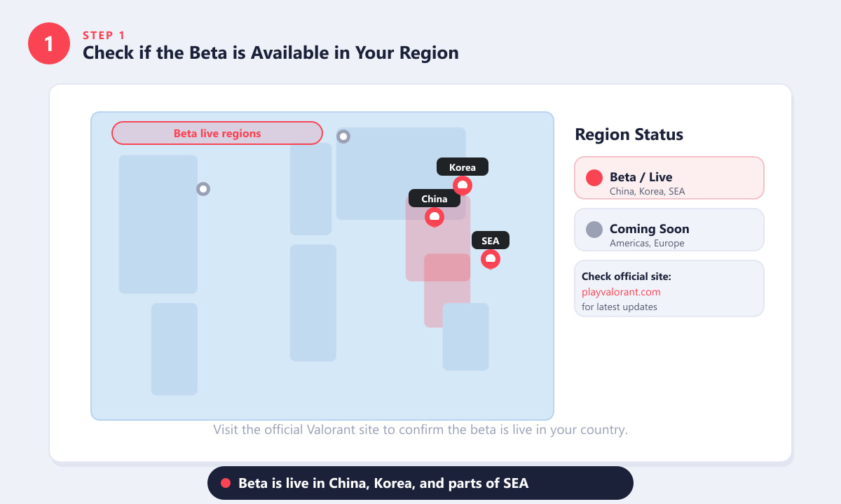 World map showing which regions have access to the Valorant Mobile beta