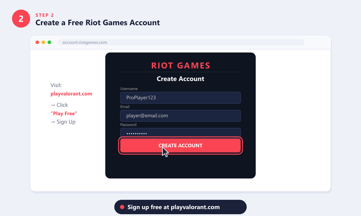 Załóż bezpłatne konto Riot Games na account.riotgames.com, aby grać w Valorant online
