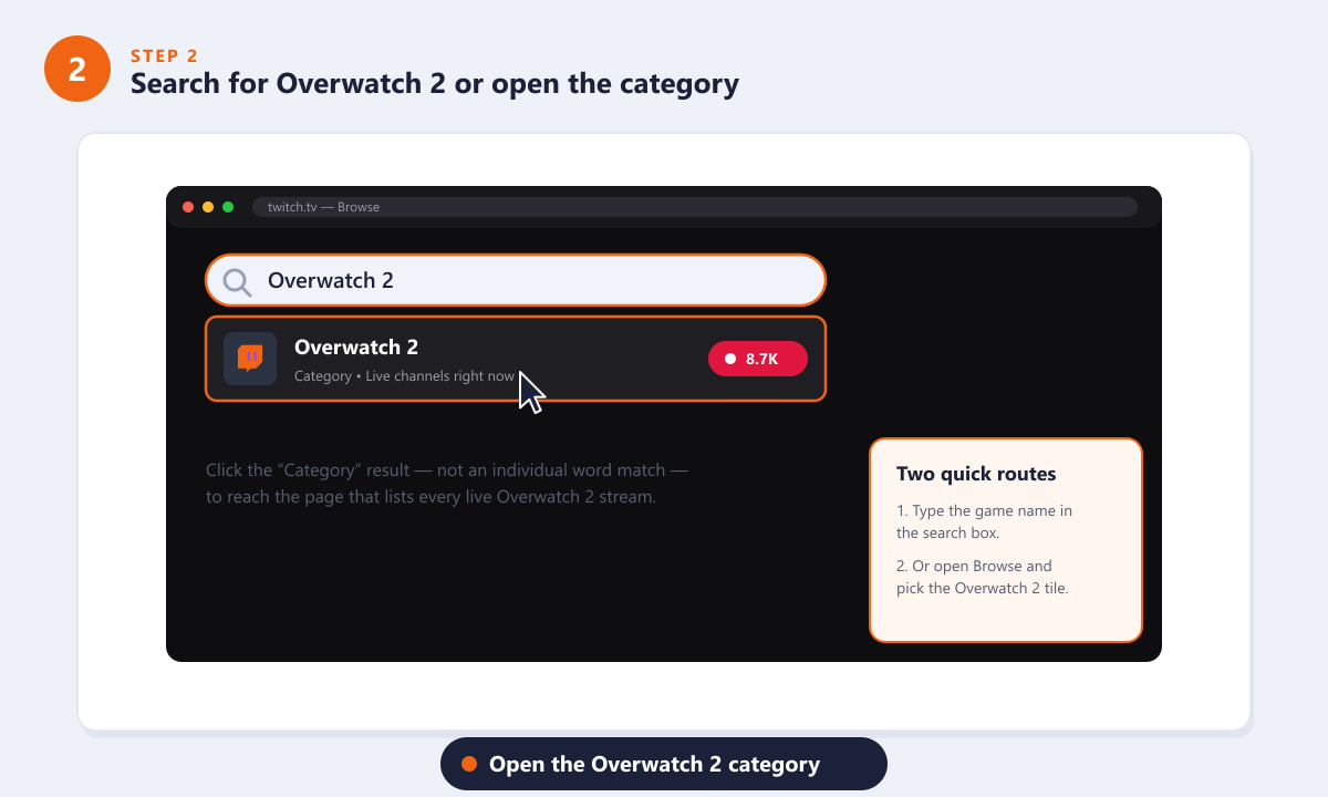 Ищу категорию Overwatch 2 на Twitch.