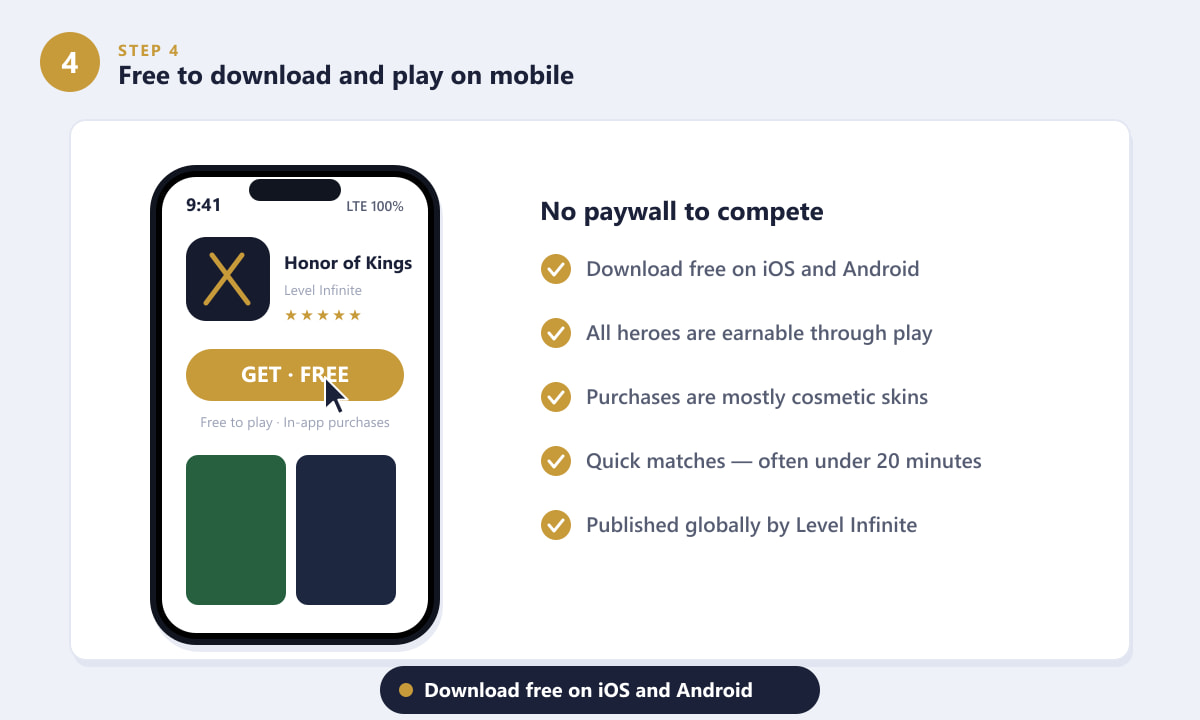 Honor of Kings is free to download on mobile with mostly cosmetic in-app purchases