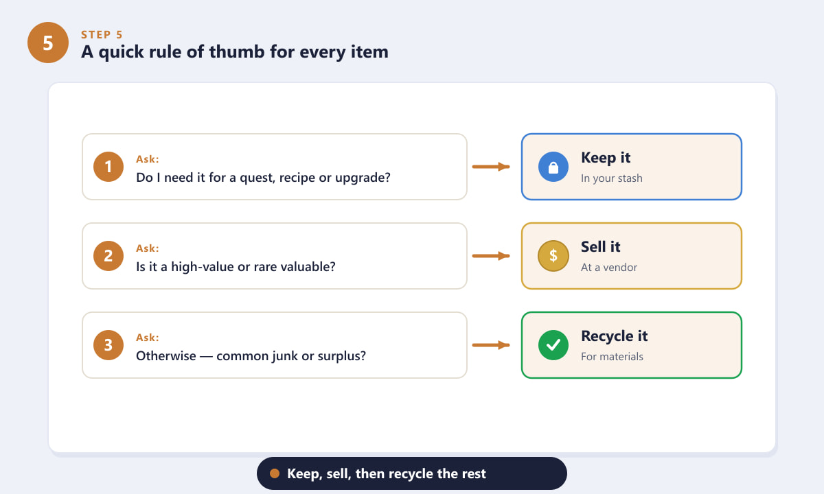 A quick rule of thumb for recycling or selling in ARC Raiders