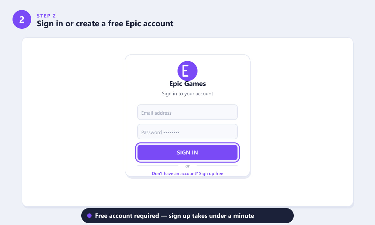 Sign in or create a free Epic Games account to download Fortnite