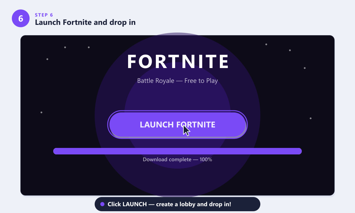 Launching Fortnite from the Epic Games Launcher after download completes