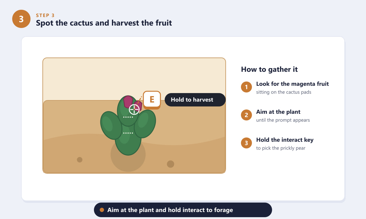 Harvesting a Prickly Pear cactus in ARC Raiders by holding the interact key