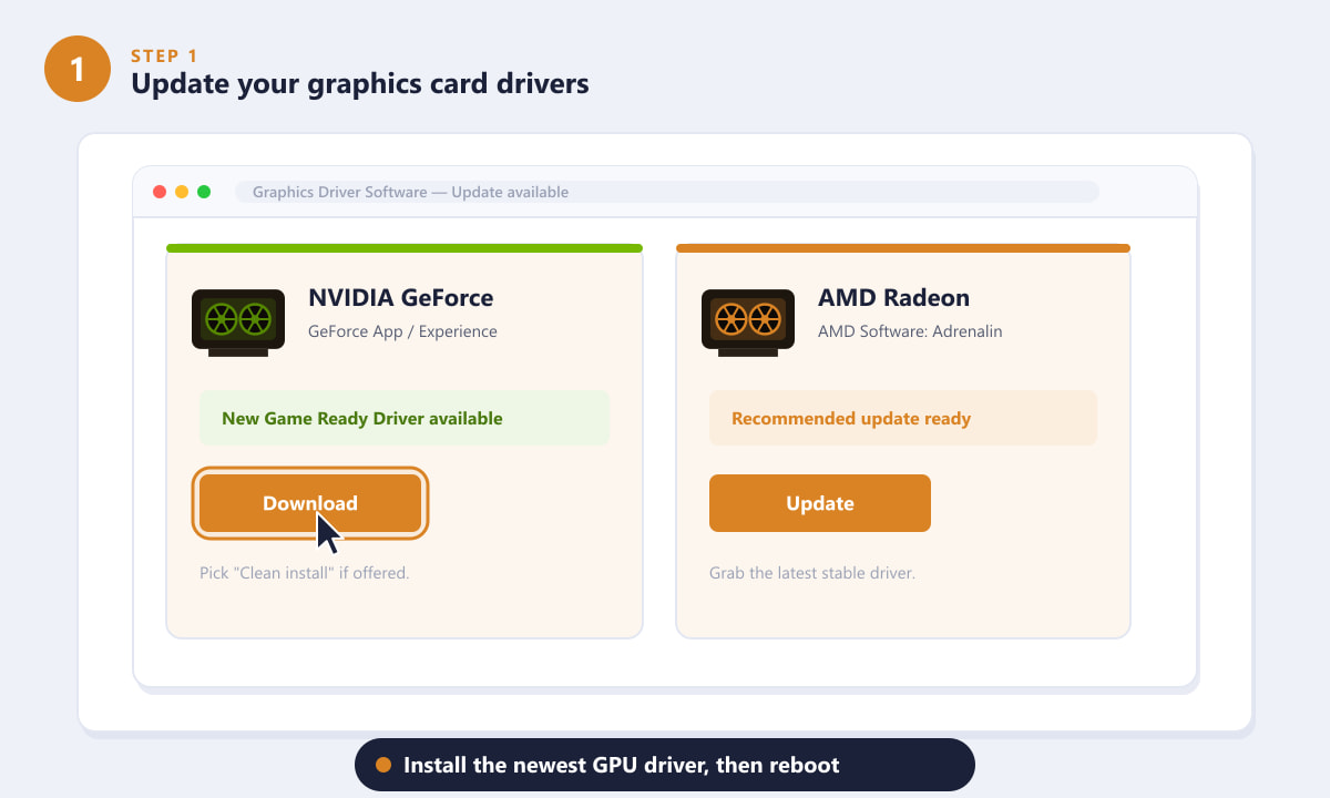 Updating NVIDIA and AMD graphics drivers to fix Warzone crashing