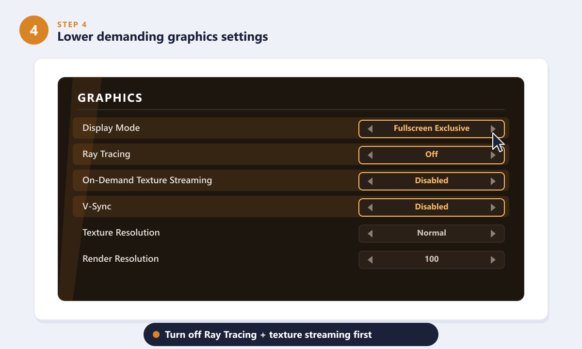 Warzone graphics menu with Ray Tracing and texture streaming turned off