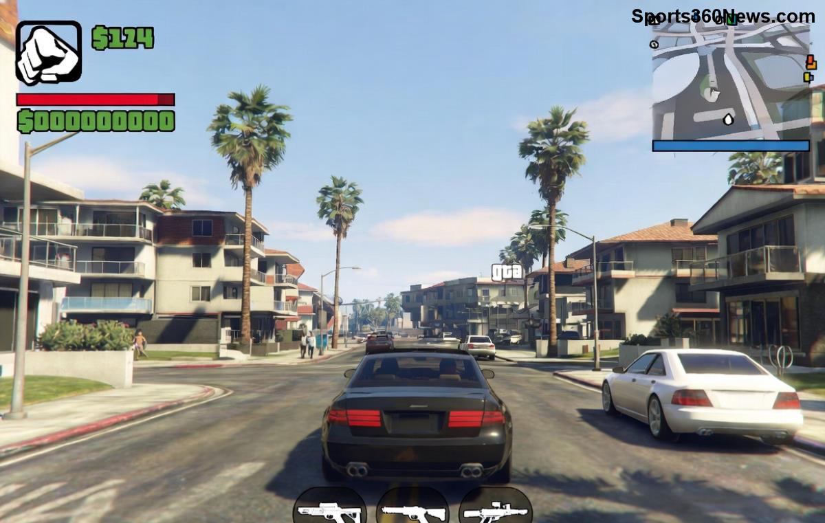 Oppressor MK2 soaring over Los Santos skyline in GTA Online