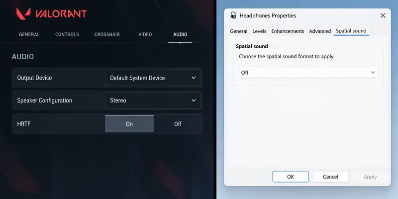 ¿Cuál es el mejor preset de audio para sonido direccional en VALORANT: estéreo + HRTF o audio espacial?
