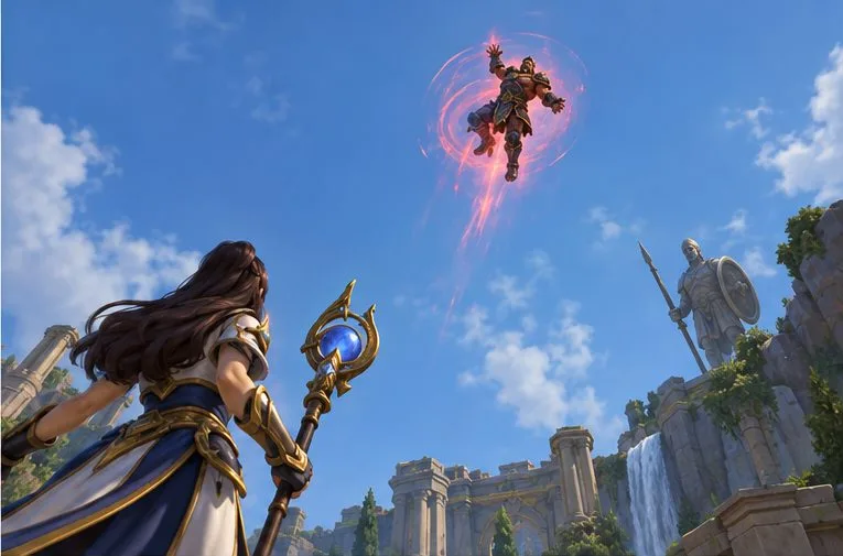 Mejor configuración de inclinación de cámara en SMITE para ver las habilidades definitivas aéreas.