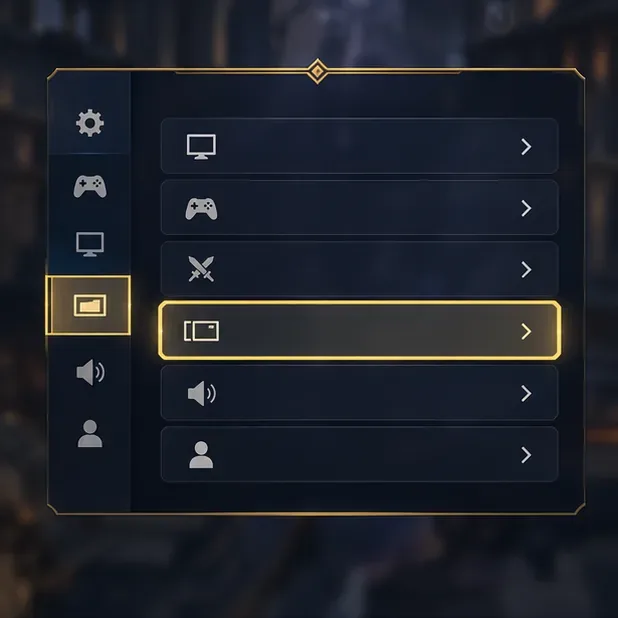 Maquette conceptuelle de menu de jeu avec une ligne de personnalisation d'interface générique mise en évidence