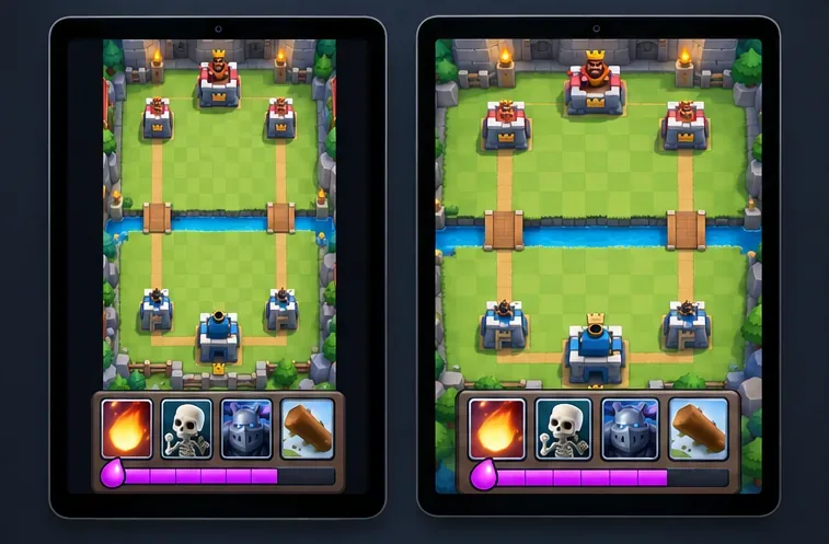 Optimale Tablet-Seitenverhältnis-Einstellungen für die Top-Bridge-Vision in Clash Royale