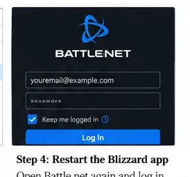 清除快取後，將顯示 Battle.net 登入窗口，使用者即可登入並重新啟動遊戲。
