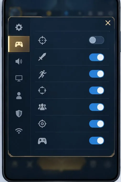 A settings list with one gray toggle switched off and several other controls left on