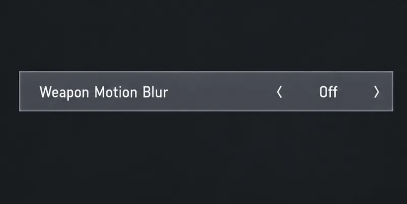 Highlighted Weapon Motion Blur graphics row with its value set to Off.