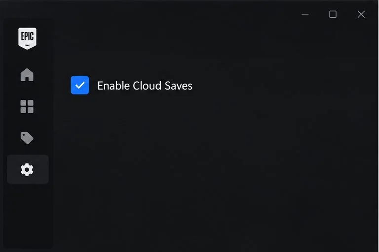 클라우드 저장 활성화 옵션이 선택된 Epic Games Launcher 설정.