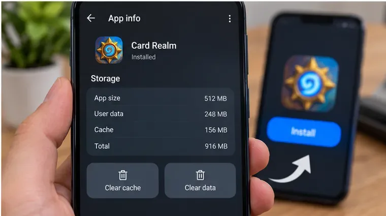 Android 應用程式資訊螢幕顯示儲存、清除快取和清除資料控件