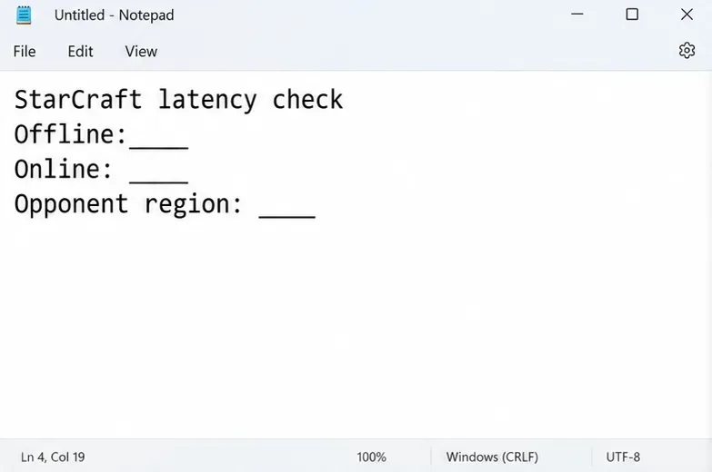 Notepad with blank fields for offline behavior, online behavior, and opponent region.