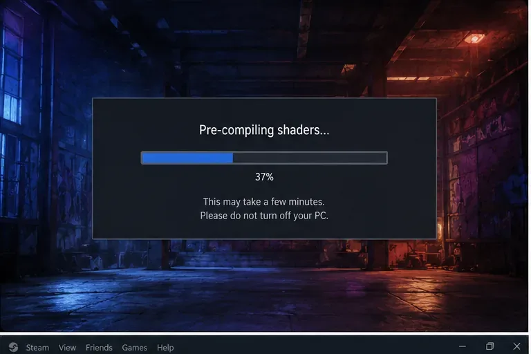 La pantalla ilustrativa de progreso de la precompilación de sombreadores de Street Fighter 6 se detuvo en el 37 por ciento.