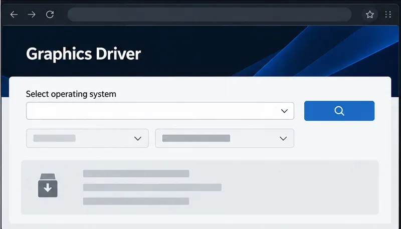 Simplified graphics driver support page with a generic operating-system selector