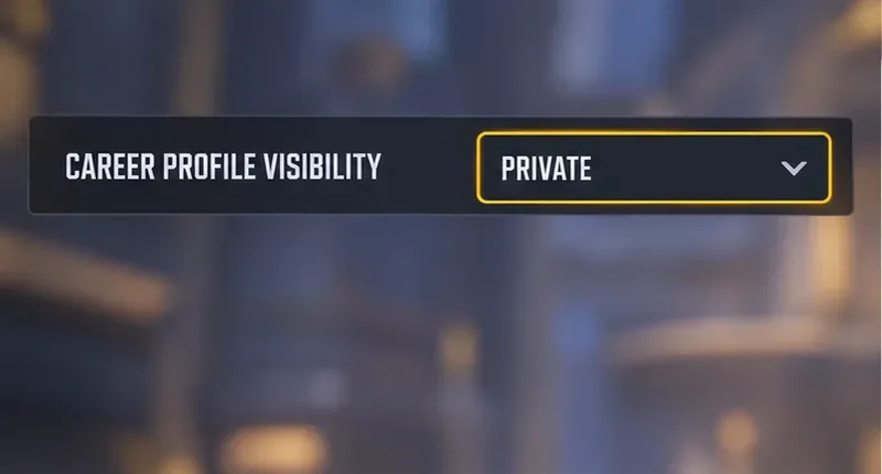 Visibilité du profil de carrière affichée avec l'option « Privé » sélectionnée et encadrée en jaune