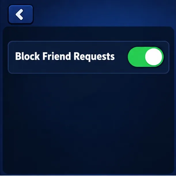 Illustration du paramètre « Bloquer les demandes d'amis » avec son interrupteur en position activée.