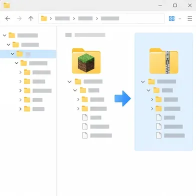 A file browser showing a saved-world folder being copied into a separate backup archive.