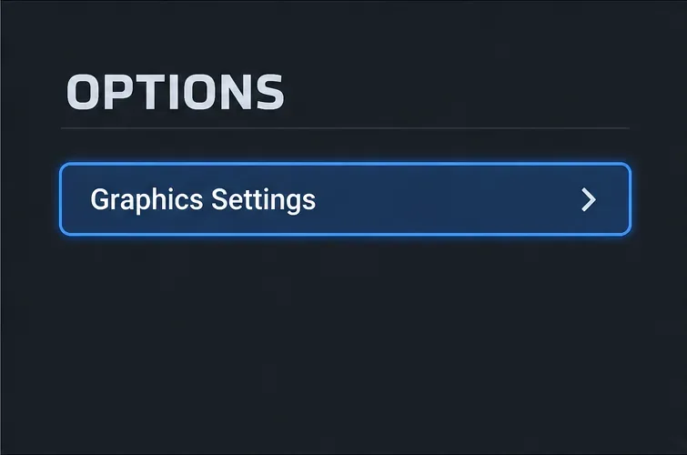 Illustrative Options menu with Graphics Settings highlighted