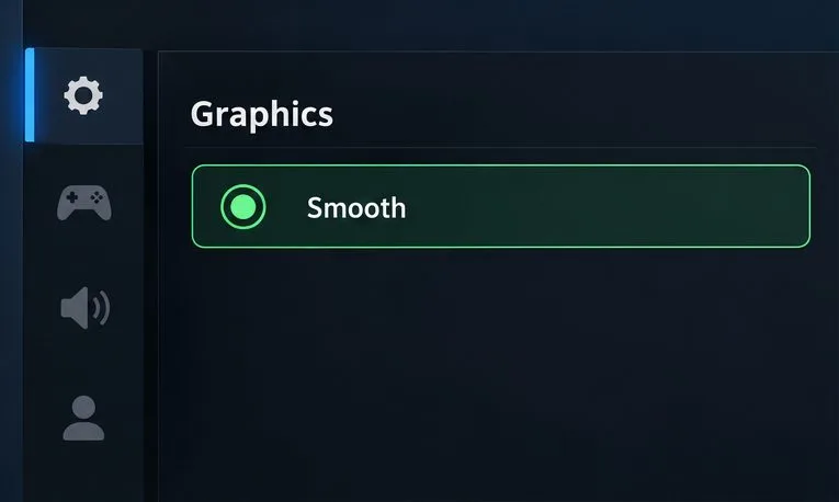 Illustrative Free Fire-style Graphics menu with Smooth selected