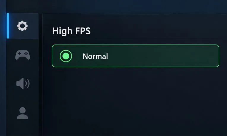 Illustrative High FPS menu with Normal selected