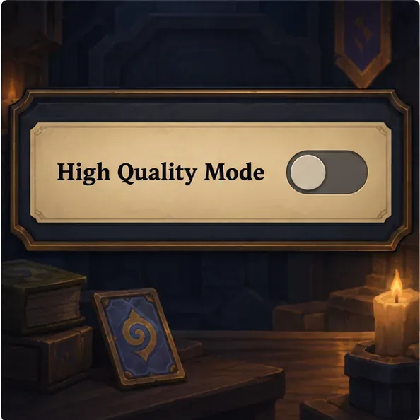 Illustratieve instelling voor game-downloads, waarbij de modus 'Hoge kwaliteit' is uitgeschakeld.