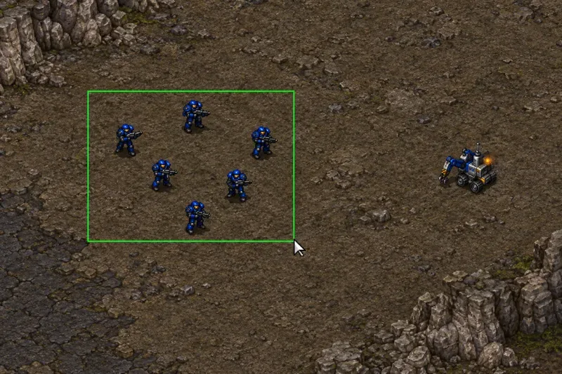 Melhor configuração de teclas de atalho para seleção por arrastar clássica em StarCraft: Remastered