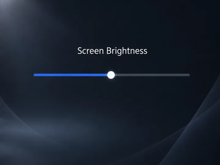 Illustrated Screen Brightness slider set near the middle as an adjustable starting point.
