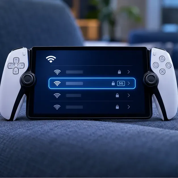 รายชื่อเครือข่าย Wi-Fi ใน PlayStation Portal โดยมีเครือข่ายไร้สายใกล้เคียงหนึ่งเครือข่ายถูกไฮไลต์ไว้เพื่อเลือกใช้งาน