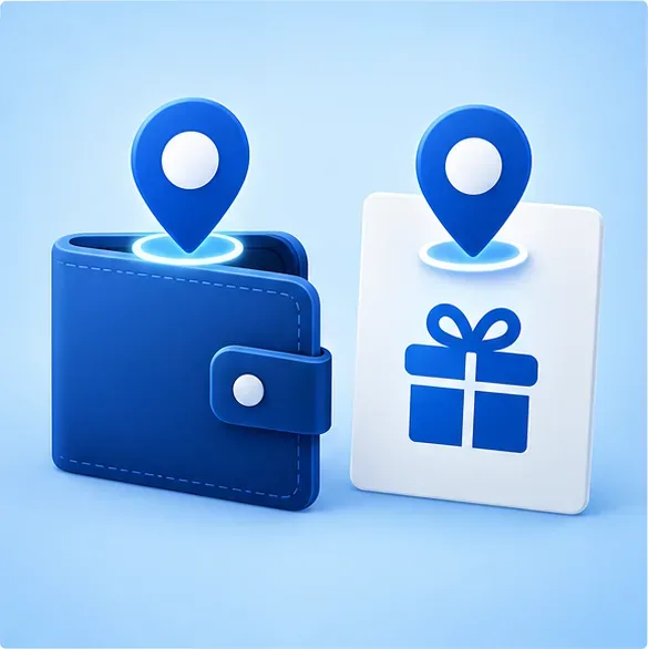 A digital wallet and voucher card shown with matching country markers to illustrate region-compatible PlayStation payments