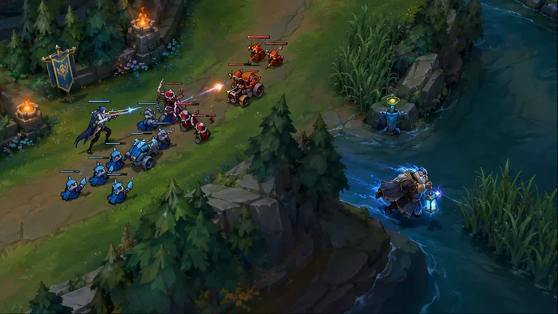 A support leaves the bot-side lane toward river after an allied wave pushes forward