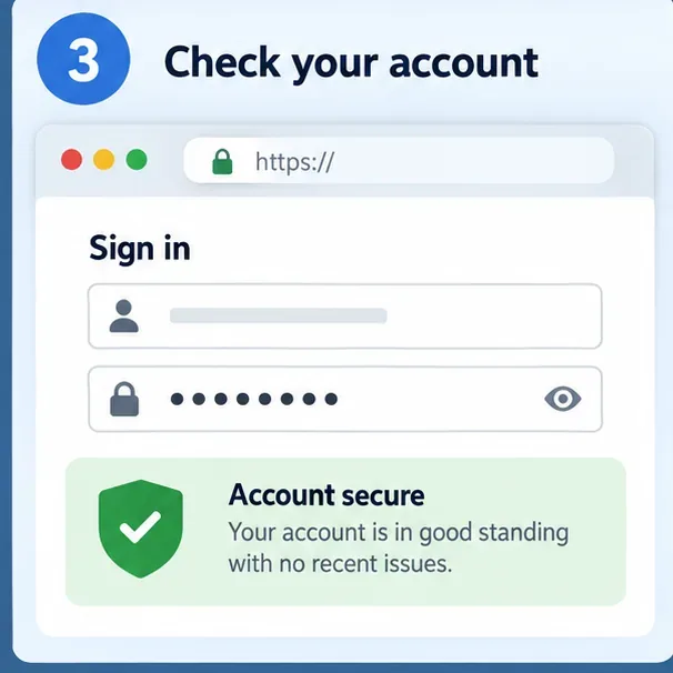 Pagină ilustrativă de conectare în browser cu o parolă mascată și verificare a securității contului