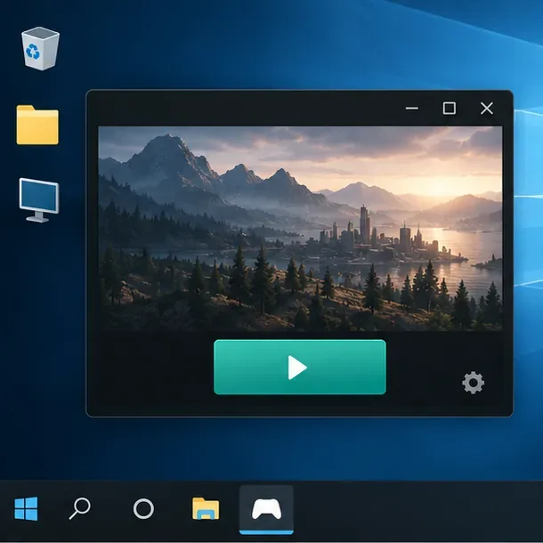 O fereastră de lansare a jocurilor pe desktop este deschisă, cu un buton de redare proeminent, gata de relansarea unui joc.