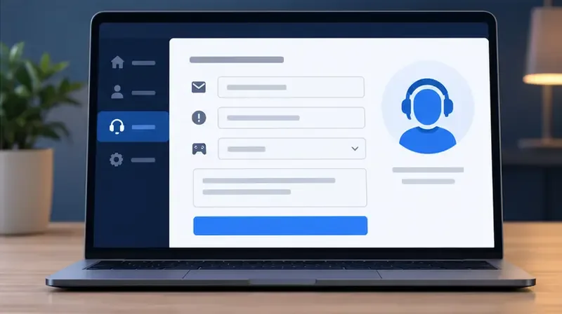 Generic support form showing fields for an email, error code, console, and a support headset icon