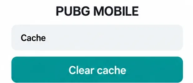 หน้าจอแสดงข้อมูลพื้นที่จัดเก็บข้อมูล Android แบบย่อ ที่เน้นการกระทำ "ล้างแคช" สำหรับ PUBG MOBILE