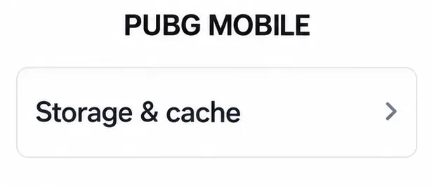 หน้าจอการตั้งค่าแอป Android แบบย่อ แสดง PUBG MOBILE และเมนูพื้นที่จัดเก็บและแคช