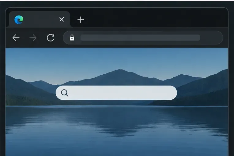เบราว์เซอร์ Microsoft Edge ที่เปิดแท็บไว้หนึ่งแท็บ และหน้าเว็บที่สะอาดพร้อมสำหรับการโหลด