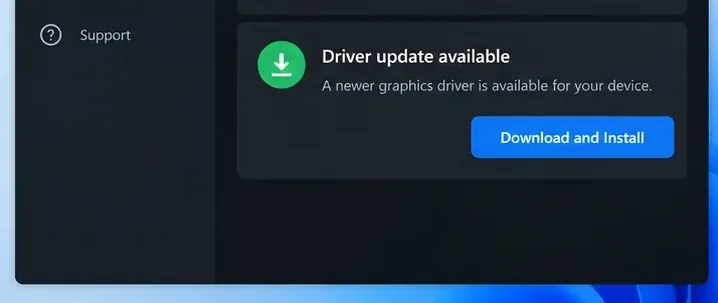 利用可能なドライバーアップデートとダウンロードボタンを表示する汎用グラフィックドライバーユーティリティ