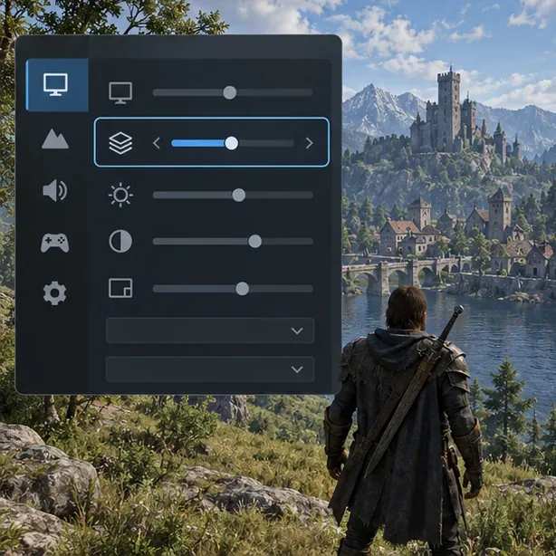 Un panou grafic generic pentru jocuri pe PC cu un cursor pentru calitatea texturii setat la un nivel moderat