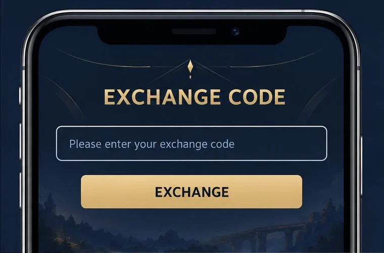 Honor of Kings Exchange Code form with its single code field and Exchange button