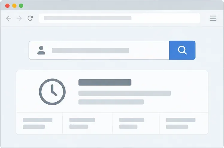 Generic game-client mockup with recent match rows and a duration field at the right of each row