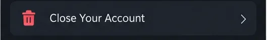 Illustrated PlayStation App Settings menu with Close Your Account near the bottom.