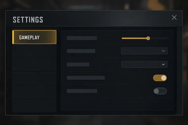 Illustrative dark Settings window with the Gameplay tab selected
