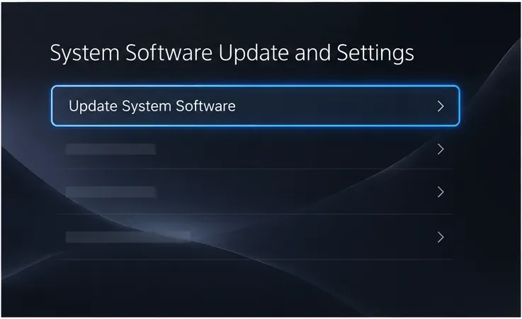 Illustrative PS5 settings panel highlighting Update System Software.