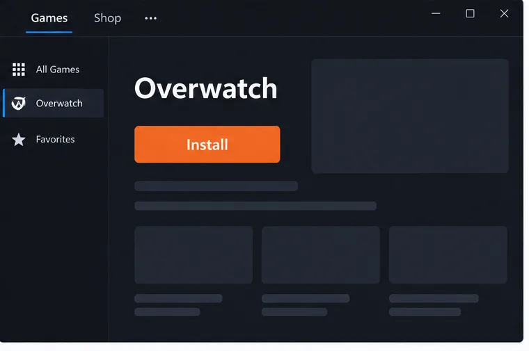 A página do jogo no Battle.net está identificada como Overwatch e exibe um botão laranja "Instalar".
